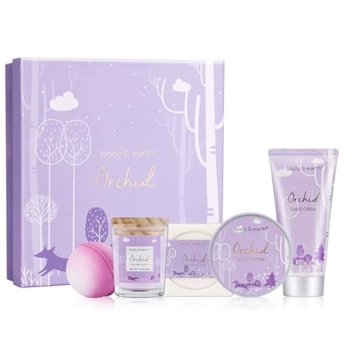 Spa Gifts for Women, Body & Earth 5 Pcs Gifts for Women Orchid Gift Sets for Women, Bath and Body Gifts Set, Self Care Bath Gifts for Women, Mothers Day Gifts