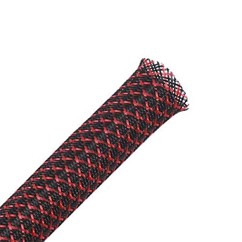 25ft - 1 inch PET Expandable Braided Sleeving – BlackRed – Alex Tech Braided Cable Sleeve