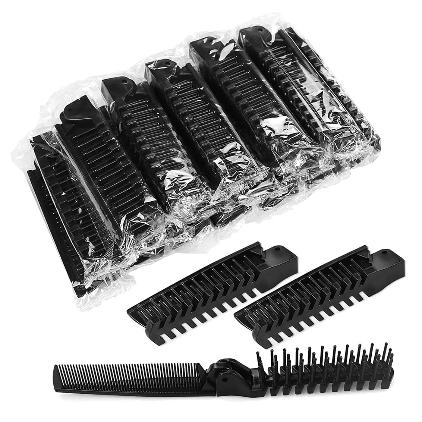 Foldable Combs in Bulk Individually Wrapped Travel Pocket Hair Comb Folding Hair Brush Double Headed Brush Comb Styling Tool for Men Women Combs Black One Size 100 Count