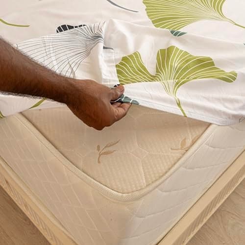 HOMEMONDE Premium Cotton Fitted Bedsheet 78 x 72 Inch with 2 Pillow Covers Printed Wrinkle Free All Over Elastic Fittedsheet King Size - (Fit Mattress - 10 Inch) | Perfect for Home Decor & Gifting