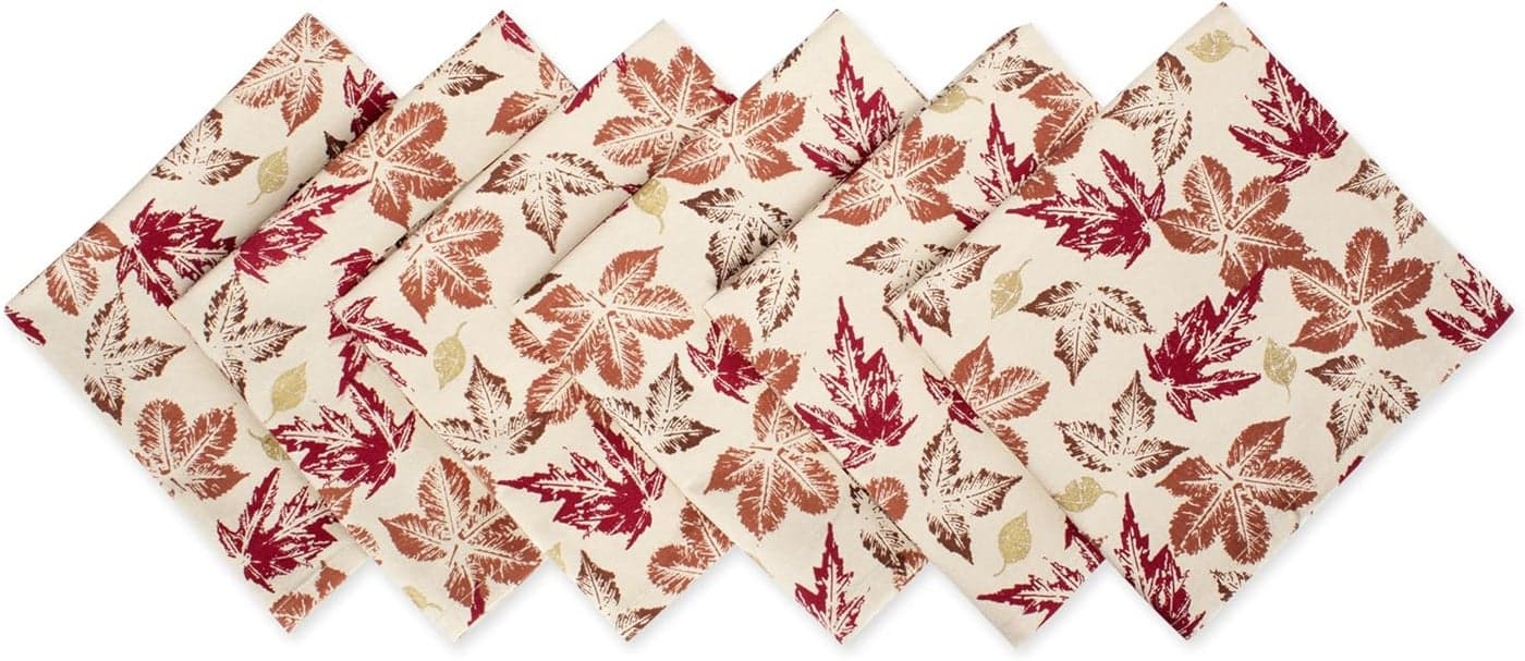 DII Rustic Autumn Leaves Kitchen Collection Thanksgiving Fall Table Dcor Napkin Set 20x20 6 Piece