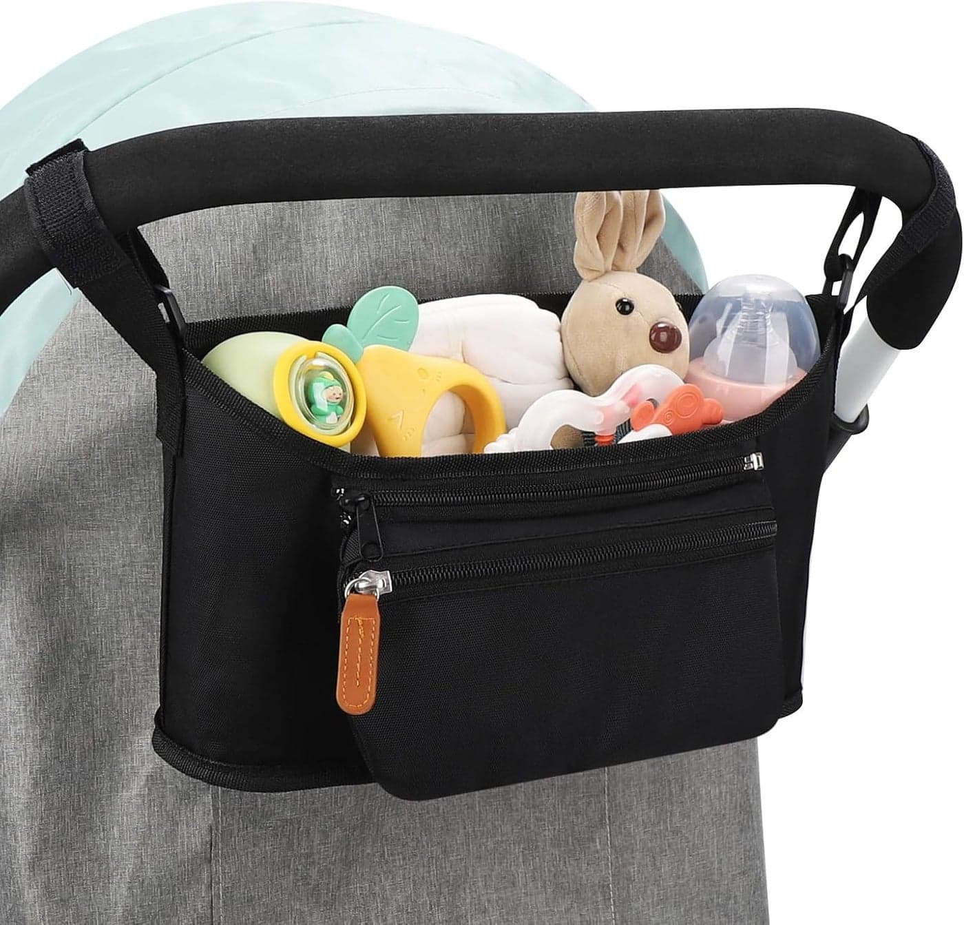 Accmor Universal Stroller Organizer with Detachable Phone Bag Stroller Bag Caddy Organizer Stroller Accessories for Uppababy Baby Jogger Nuna Doona Britax Strollers