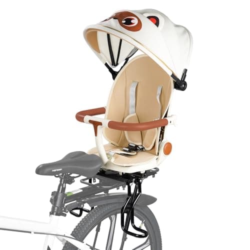 XIEEIX Rear Child Bike Seat,Rear Mounted Child Bike Seats,Back Mount Child Seat with Back Rest Armrest Foot Pedals,Width Adjustable Bicycle Rear Seat,Fits All Bicycle Rear Frames