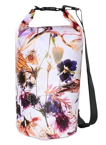 MARCHWAY Floating Waterproof Dry Bag Backpack 5L/10L/20L/30L/40L, Roll Top Sack Keeps Gear Dry for Kayaking, Rafting, Boating, Swimming, Camping, Hiking, Beach, Fishing (Flower, 5L)