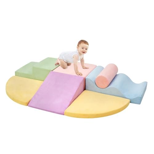 QUCHI Climbing Toys for Toddlers Toddler Climbing Toys Indoor 7Piece Soft Foam Climbing Blocks Set Toddler Playtime Corner Climber Indoor Foam Play Gym for Climbing Crawling and Sliding