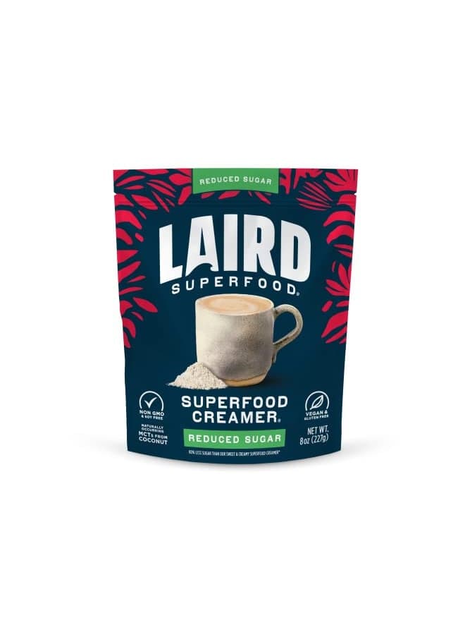 Laird Superfood Non-Dairy Reduced Sugar Superfood Coconut Powder Coffee Creamer, Keto, No Sugar Added, Gluten Free, Non-GMO, Vegan, 8 oz. Bag, Pack of 1