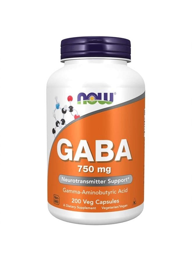 Supplements, GABA (Gamma-Aminobutyric Acid) 750mg, Neurotransmitter Support*, 200 Veg Capsules