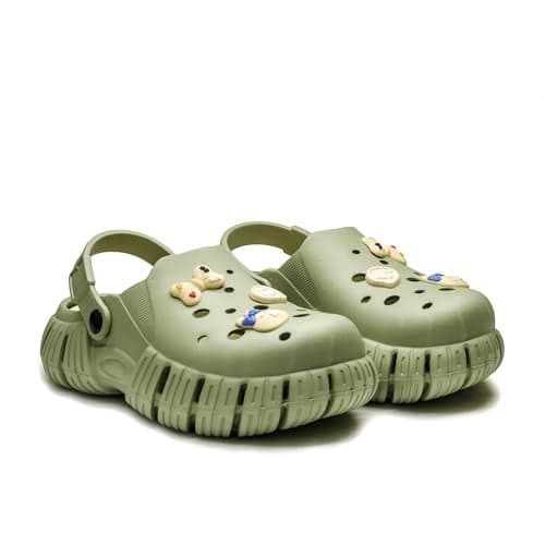 ASIAN INDIGO-10 Stylish Women Clogs | Ultra-Light, Breathable & Comfortable Slip-Ons with Cute 3D Stickers (PISTALEMON) -UK 5