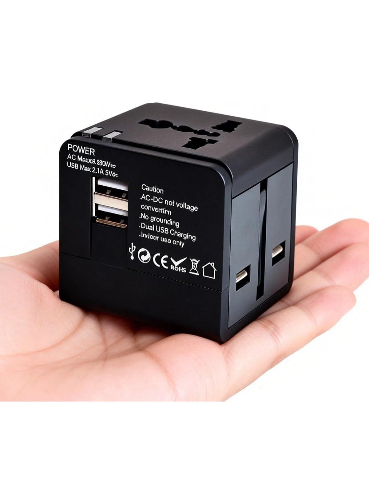 Universal Travel Adapter, Ultra-Slim Fast Charger, 3-Port (1 AC, 2 USB-A) International Power Adapter, Worldwide Plug Adapter for EU/UK/AU/Asia, Travel Essentials for 150+ Countries