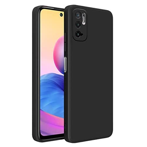 LIRAMARK Silicone Soft Back Cover Case for Redmi Note 10T 5G, Poco M3 Pro 5G (Silicone Black)