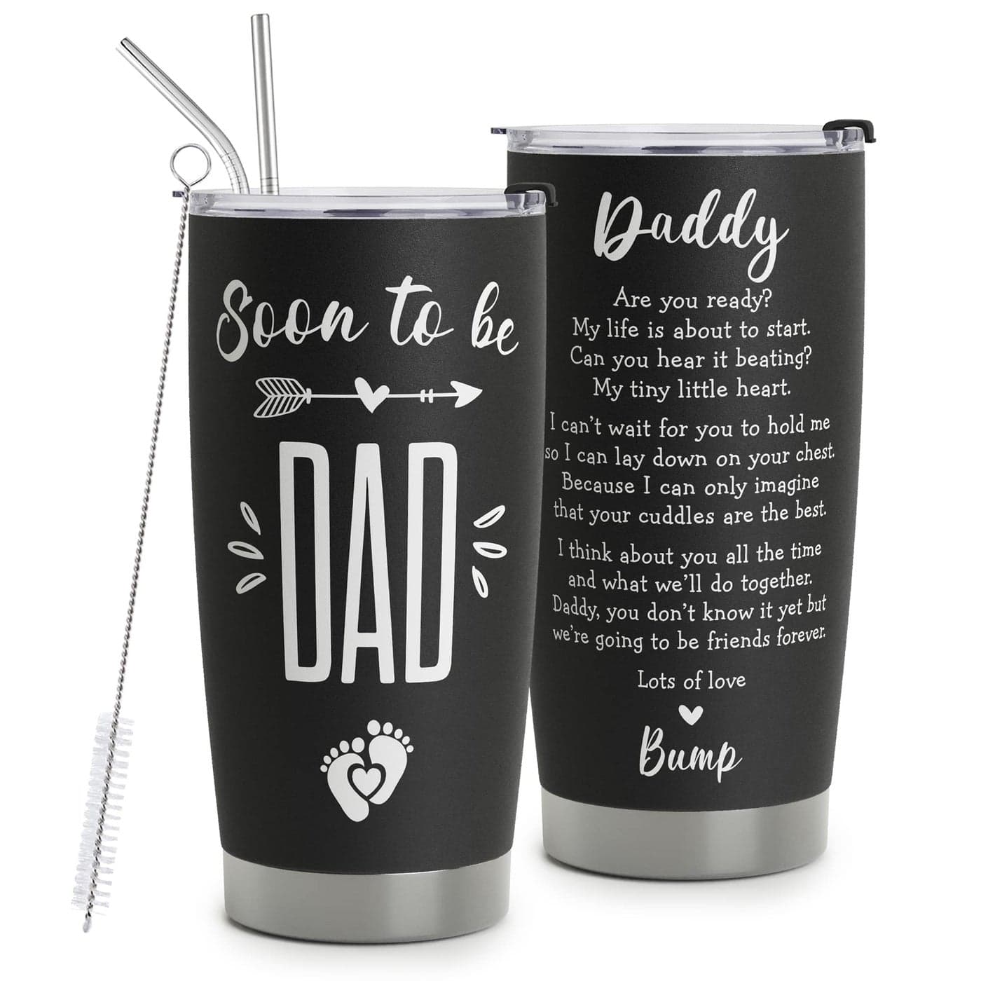 Dad to Be Stainless Steel Tumbler 20oz First Fathers Day Gift From Baby Pregnancy Announcement Baby Reveal for Husband