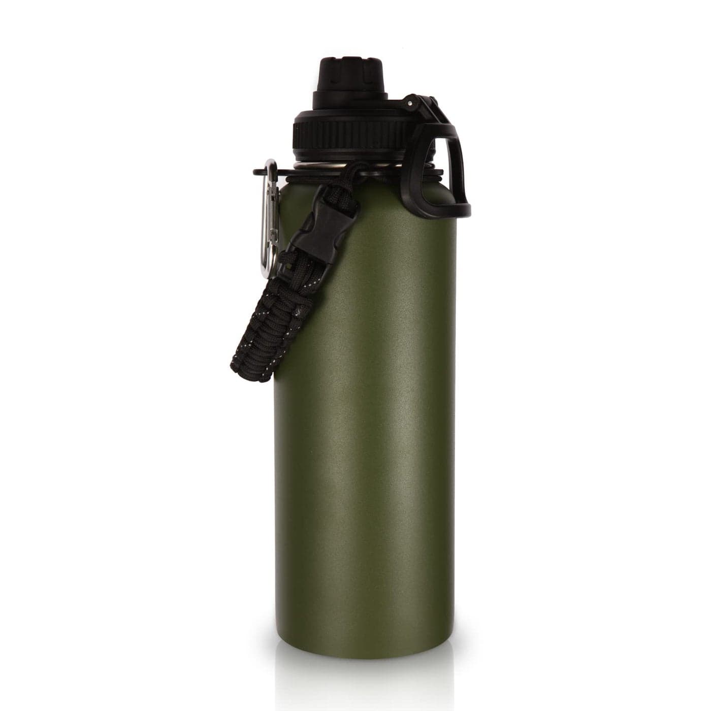 Volhoply 40 oz Insulated Water Bottles Paracord Handle Stainless Steel Sports Bottle with Spout Lid Reusable Double Walled Vacuum Metal Travel Cups with Wide Mouth for Adults Army Green 1 Set