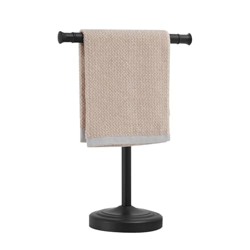RUMOSE 13 Inch Matte Black Towel Stand Hand Towel Holder Bathroom Kitchen Vanity Countertop TShape Towel Rack Free Standing Stainless Steel Towel Bar Towel Ring
