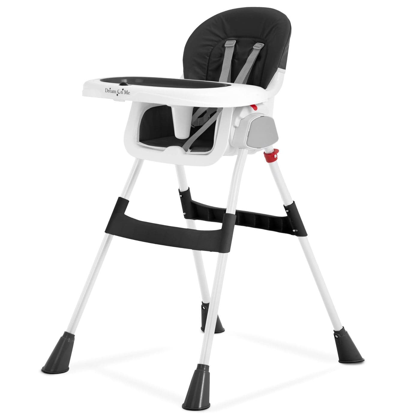 Dream On Me Portable 2in1 Tabletalk High Chair in Black Three Adjustable Height Settings Lightweight Portable High Chair Easy to Clean and Removable Tray
