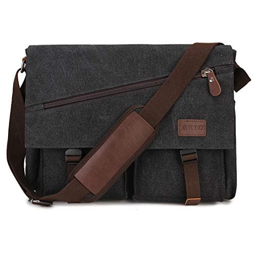 Messenger Bag For Men,Water Resistant Unisex Canvas Shoulder Bag Fits 14 Inch Laptop Satchel Crossbody Bag for Work and College