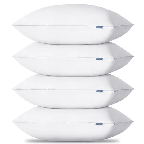 CozyLux Soft Supportive Bed Pillows for Side and Back Sleepers OekoTex Certified Down Alternative Filling Hotel Quality Fluffy Sleeping Pillow White King 19 x 34 4 Pack