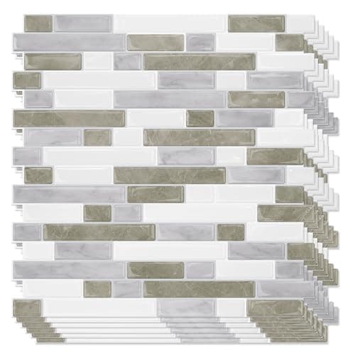 STICKGOO Peel and Stick Backsplash - 10 Sheets of 12”×12” - 3D Self Adhesive Peel and Stick Tile Backsplash for Kitchen & Bathroom