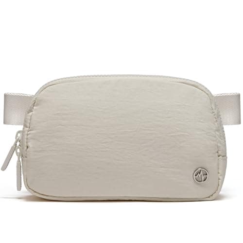 Pander Two Way Zipper Fanny Pack Nylon Everywhere Belt Bag for Women, Water Repellent Waist Packs, Crossbody Bags with Adjustable Strap (White Opal).