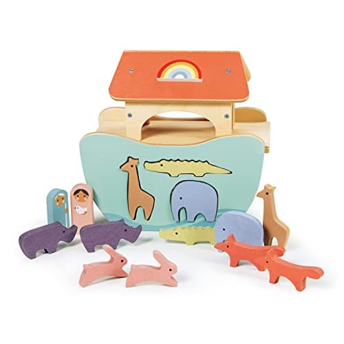 Tender Leaf Toys Little Noahs Ark Wooden Animal Shape Sorting Toy Compact and Made for Little Hands Improve HandEye Coordination and Concentration for Boys and Girls Age 2