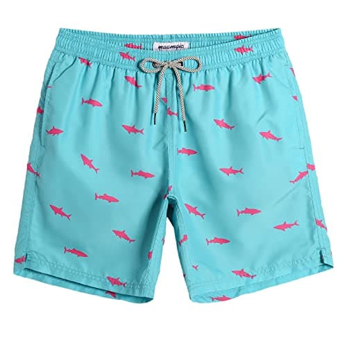 maamgic Mens Swim Trunks Quick Dry Swim Shorts with Mesh Lining Funny Swimwear Bathing Suits 7inch Acid Blue Large