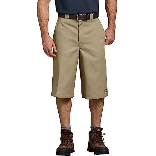 Dickies Men’s 15-Inch Relaxed Fit Work Shorts – Lightweight Uniform Shorts for Men with Multi-Use Pocket and Durable Fabric, Khaki, 44