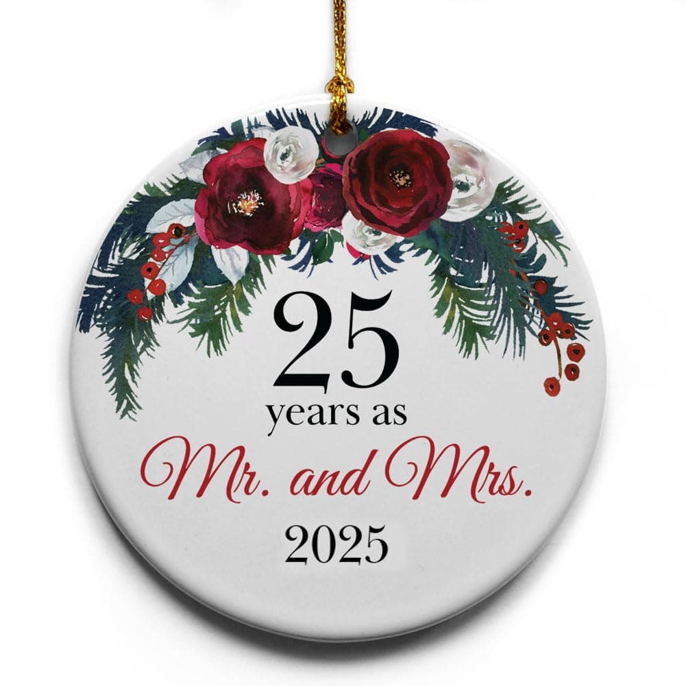 25 Year for Her Him Wife 25 Years as Mr and Mrs Christmas Ornaments 25th for Couple Unique Ideas for Parents Christmas Tree Ornaments