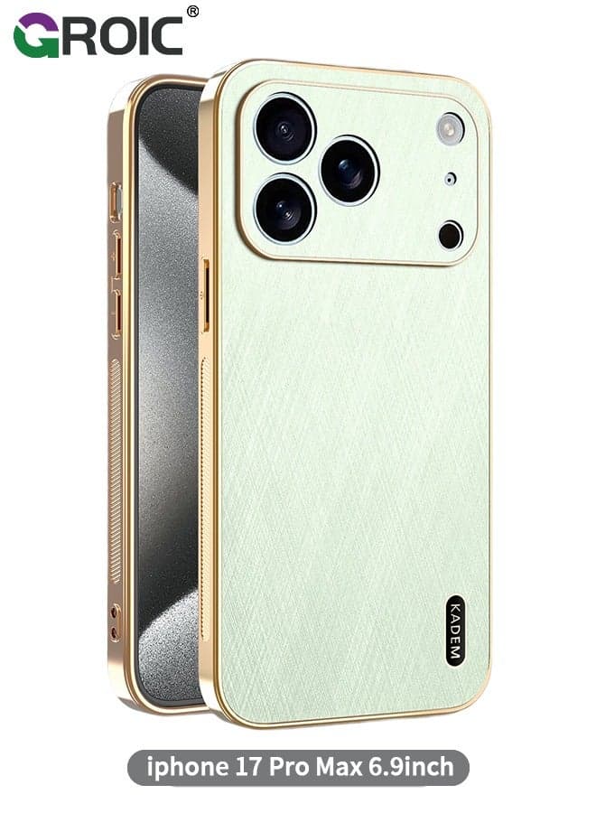 Case for iphone 17 Pro Max, Slim Shockproof Bamboo Texture Cover with PU Leather Compatible for iphone 17 Pro Max Cover, TPU Bumper Shockproof Protective Phone Case (Green)