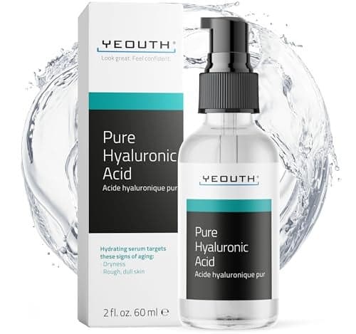 YEOUTH Pure Hyaluronic Acid Serum for Face, Hydrating Face Serum for Women & Men, Moisturizing Hyaluronic Acid Skincare for Dry Skin, Water-Based Skincare for Smoother-Looking Skin, 2 oz