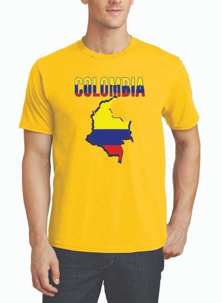 Colombia Adult Mens Tshirt - Round Neck Short Sleeve Cotton T-Shirt - Celebrate Colombia in Style - Soft and Comfortable Tshirt - Men's Colombia Tshirt