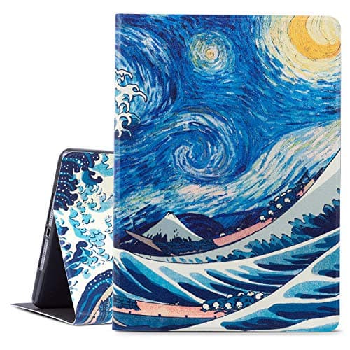 Vimorco Case for iPad 5th/6th Generation 9.7 Inch 2017/2018, for iPad Air 1/2 Case, Slim Shockproof PU Leather Adjustable Stand Cover for iPad 5/6 Gen, Sky Wave