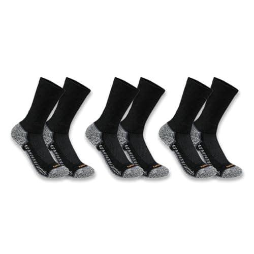 Carhartt Men's SC4223M Force® Lightweight Crew Sock 3-Pack - X-Large - Black