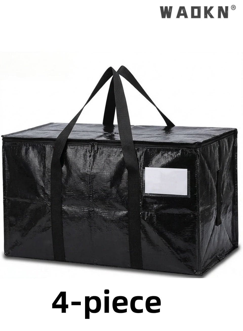 4 Pack Extra Large Moving Storage Bags with Zippers, Large capacity storage and storage luggage bag,Foldable Heavy-Duty Tote for Space Saving, Alternative to Moving Boxes, Packing Supplies, Plastic Storage Bins (black , 4 Pack)