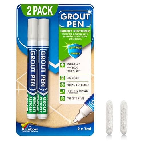 Grout Pen Tile Paint Marker Waterproof Grout Paint Tile Grout Colorant and Sealer Pen Narrow 5mm 2 Pack with Extra Tips 7mL Winter Grey