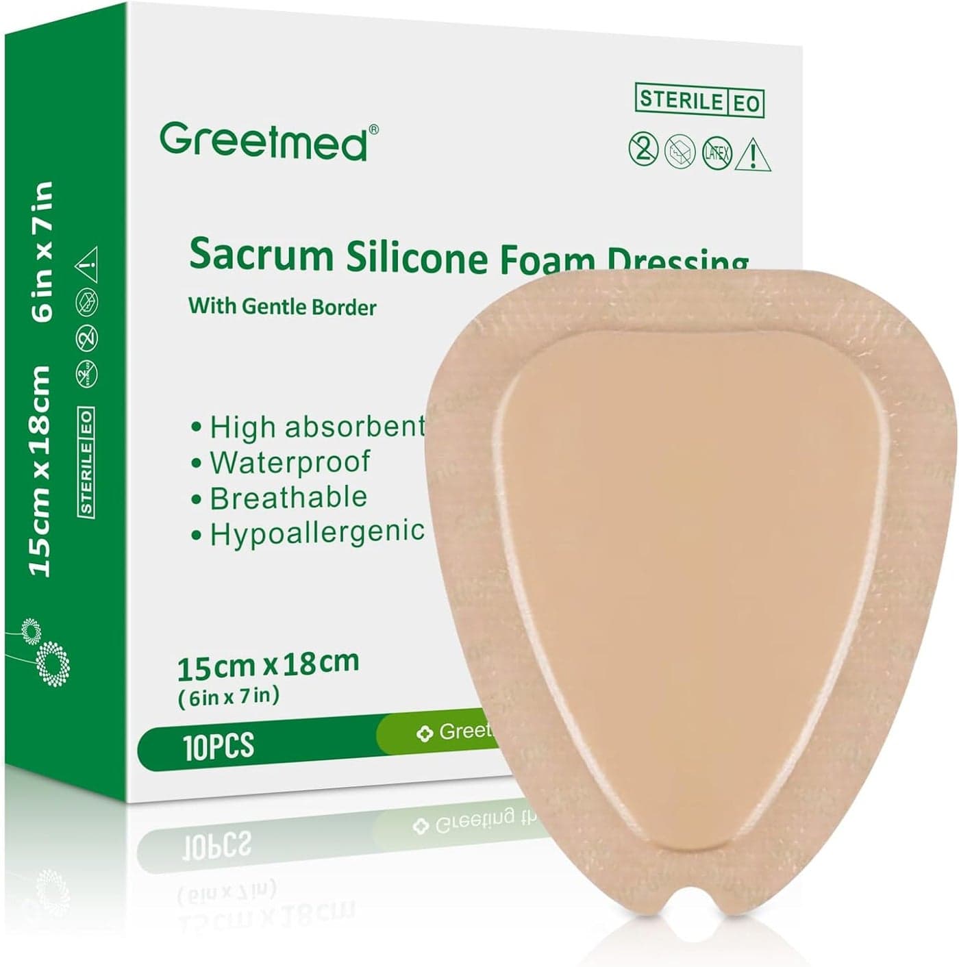 Sacrum Foam Dressing with Border Silicone Adhesive 6x7 Waterproof Sacral Wound Dressing High Absorbent Pads Breathable Bed Sore Pressure Wound Care Bandages 10 Packs