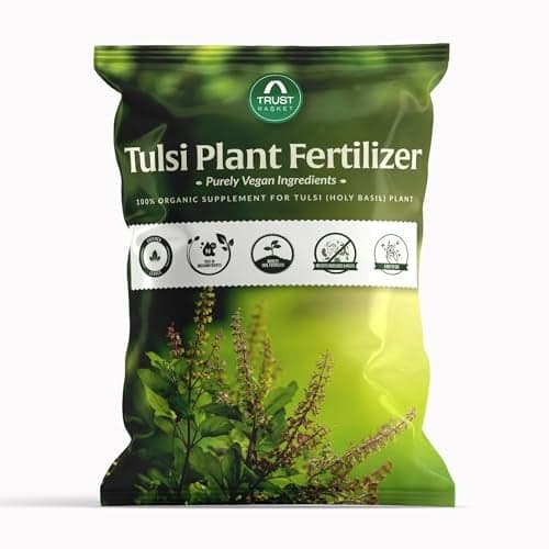 TrustBasket Tulsi Plant Fertilizer for Growth 1 Kg – Vegan Swaga Fertilizer for Tulsi Plant | Boosts Blooms, Immunity & Soil Fertility | Easy Application, NPK-Rich Organic Fertilizer