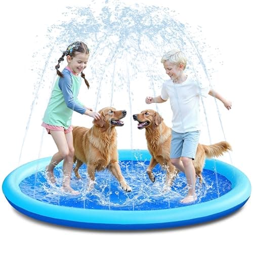 SLOOSH 72 NonSlip Splash Pad Sprinkler Outdoor Water Toys Play Mat for Toddlers Kids Dogs Outside Thickened Sprinkler Pool Party Durable Backyard Fountain for Girls Boys Pets 72in Blue