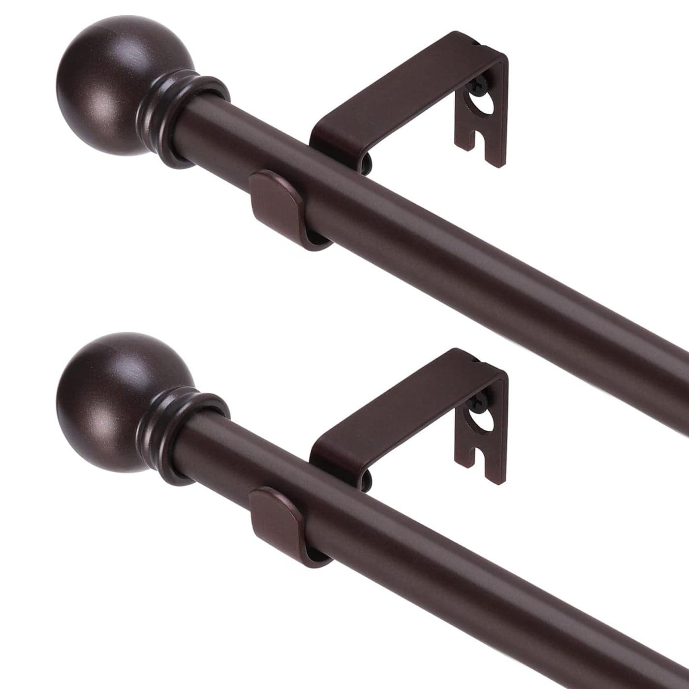 GXOACKJ 2 Pack Brown Curtain Rods for windows 32 to 48 inch 58 inch Splicing Heavy Duty Metal Curtain Rod Set with Brackets