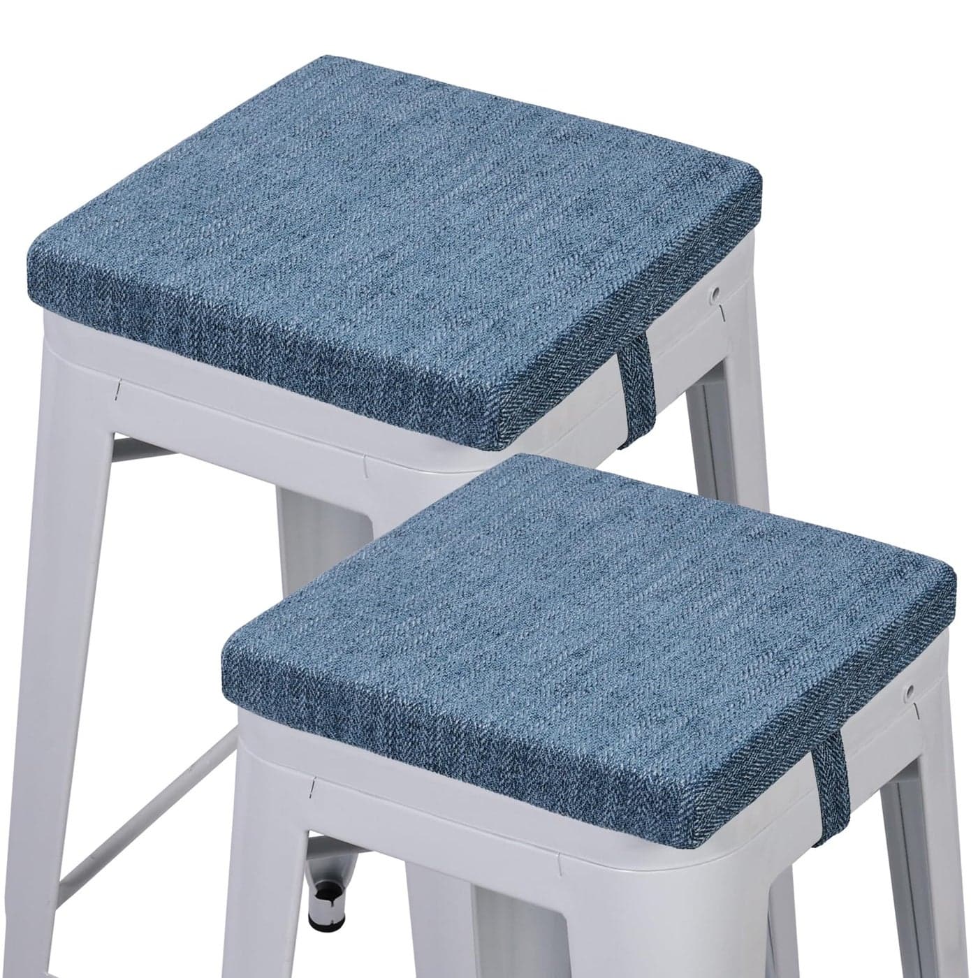 baibu 12 Inch Non Slip Stool Cushion Square Set of 2 Soft Bar Stool Cushions with Ties Square Chair Pad for Stackable Kitchen Stools Blue 12 30CM