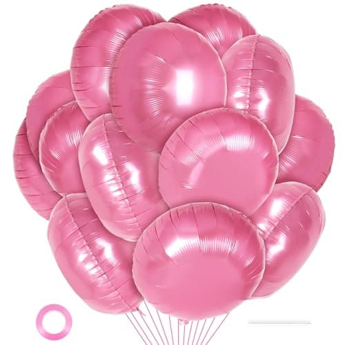 20 Pcs Pink Round Shaped Balloons18 Inch Round Foil BalloonGiant Round Mylar Balloon Helium Balloons for Birthday Party Baby Shower Wedding Decorations Pink