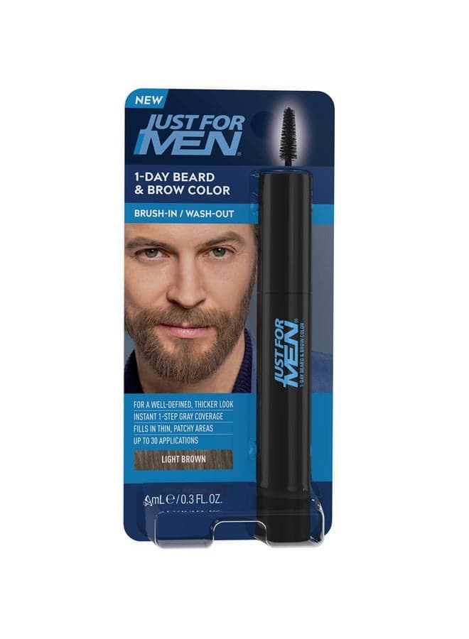 1-Day Beard & Brow Color, Temporary Color for Beard and Eyebrows, For a Fuller, Well-Defined Look, Up to 30 Applications, Light Brown