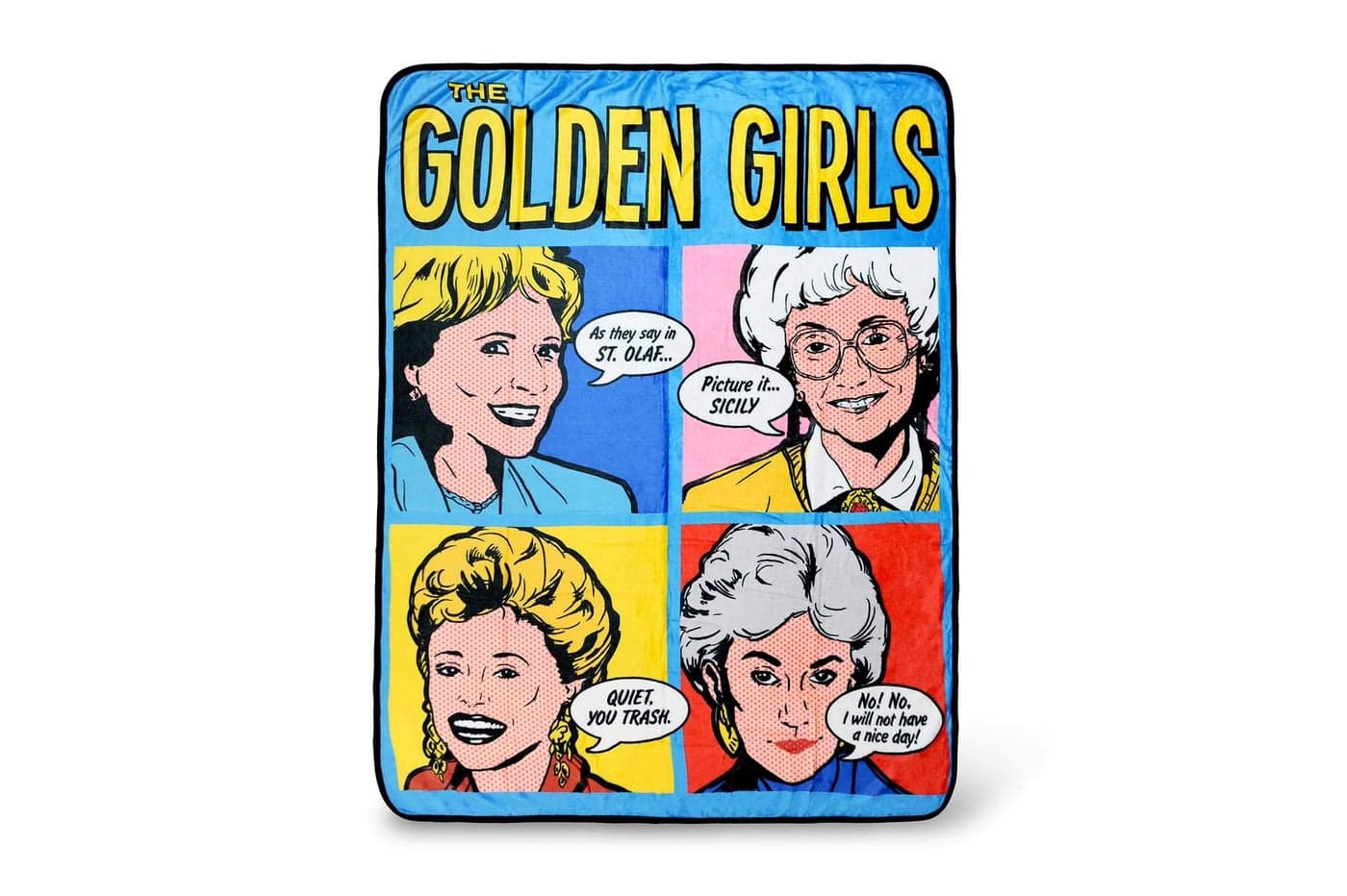 JUST FUNKY Golden Girls PopArt Gallery Throw Blanket Features Famous Quotes Large 60 x 45 Inches