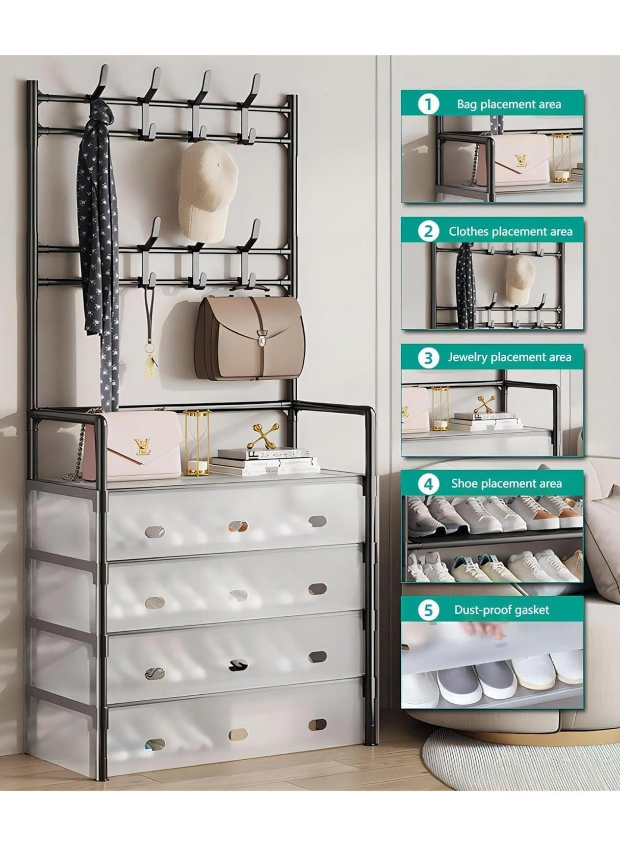 Bedroom Clothes Storage Rack Hat Coats Shoe Bag Floor Load-bearing Shelves for Living Room Organizer