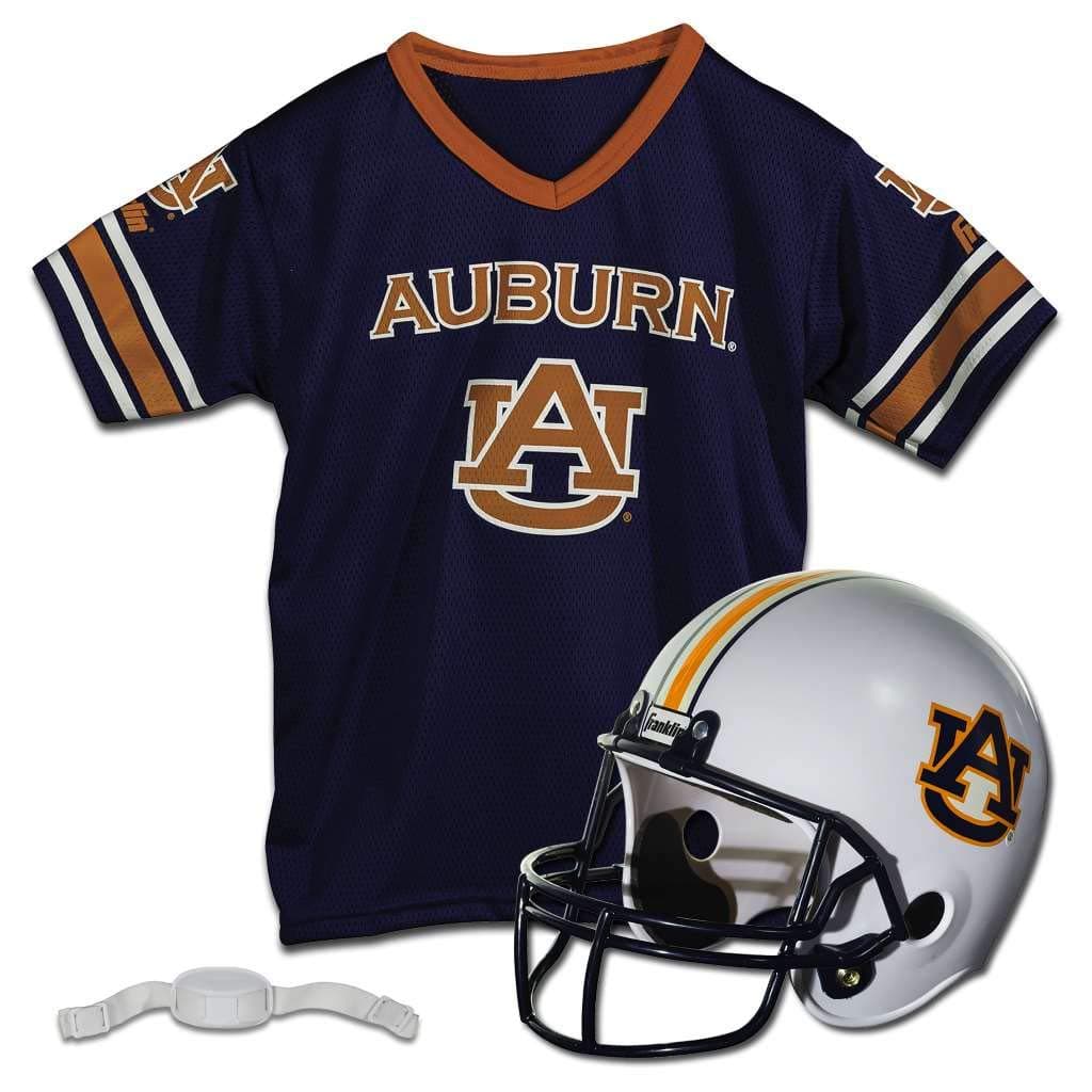 Franklin Sports Auburn Tigers Kids College Football Uniform Set NCAA Youth Football Uniform Costume Helmet Jersey Chinstrap Set One Size