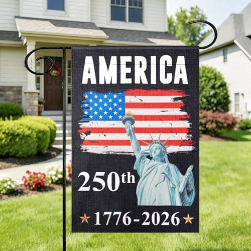 America 250 Anniversary Flag - 12x18 Inch Double Sided Outdoor Patriotic Banner with Statue of Liberty, 4th of July Decorations for US 250th Celebration, USA 250 Merchandise, Commemorative 1776-2026
