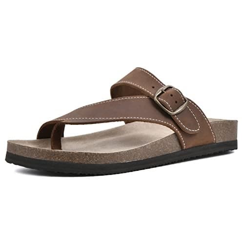 WHITE MOUNTAIN Women's Carly Footbed Sandal, Brown/Leather, 9 M
