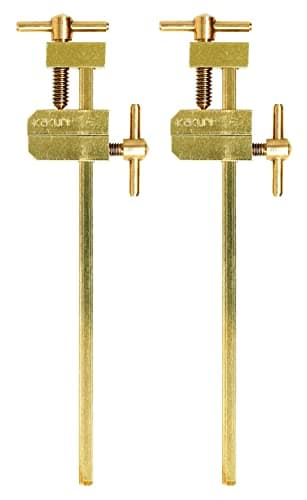 KAKURI Mini Bar Clamps for Woodworking 3-3/4" HATAGANE Japanese Wood Clamps, Metal Parallel Clamps Tool Set 2 Pcs, Brass Gold, Made in JAPAN