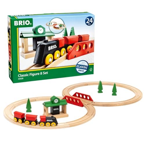 BRIO Classic Figure 8 Set 22Piece FSCCertified Wood Train Set Accessories Includes Train Depot Trees Tracks More Compatible with All Wooden Rail Sets Fun Play for Kids Ages 2 Up