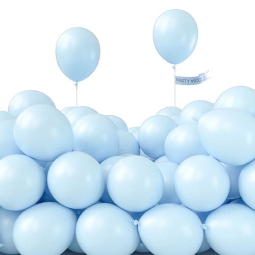 PartyWoo Baby Blue Balloons 50pcs 5 Inch Small Mini Light Pastel Sky Aqua Blue Balloons for Graduation Baby Shower Gender Reveal Weddings Easter Birthday Bachelorette Party Decorations Blue-Q13