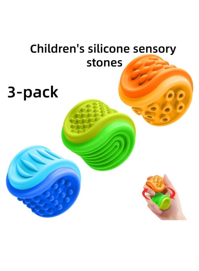 3-Pack Textured Silicone Fidget Toys, Sensory Stress Relief Balls for Kids & Adults, Portable Anxiety Relief Fidget Cubes to Improve Focus & Stop Bad Habits