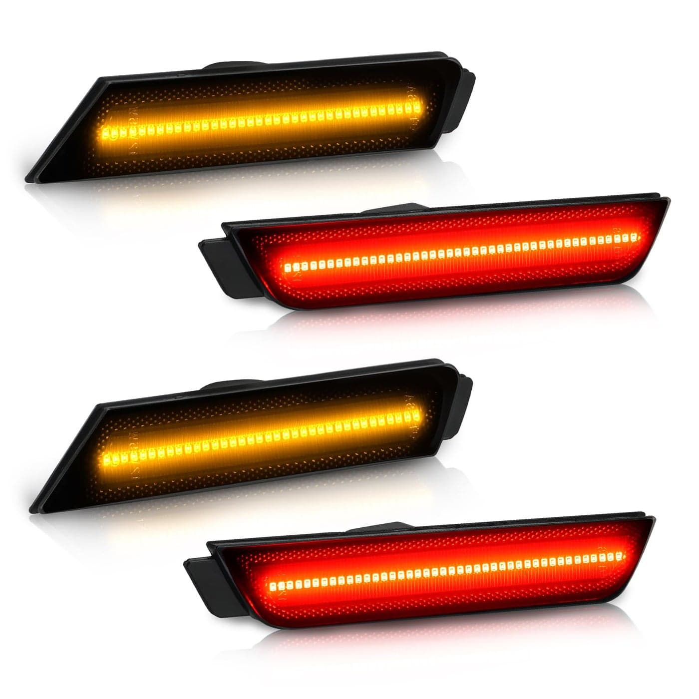 Bestview Smoked Lens LED Side Marker Lights for Chevy Camaro 20102015 Front Rear Bumper Sidemarker Lamps Reflectors Amber Red4 PCS